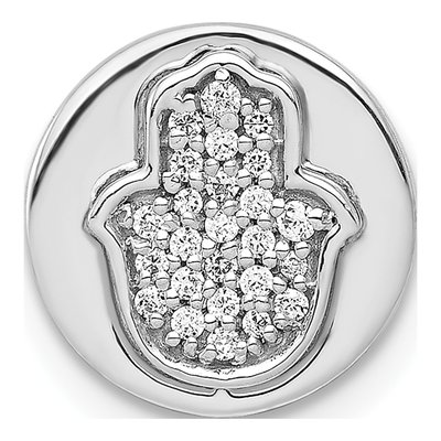 14K White Gold 1/10 ct tw Diamond Hamsa Slide Pendant