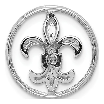 14K White Gold Diamond Fleur de Lis Slide Pendant – view 3
