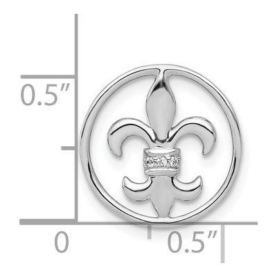 14K White Gold Diamond Fleur de Lis Slide Pendant – view 4
