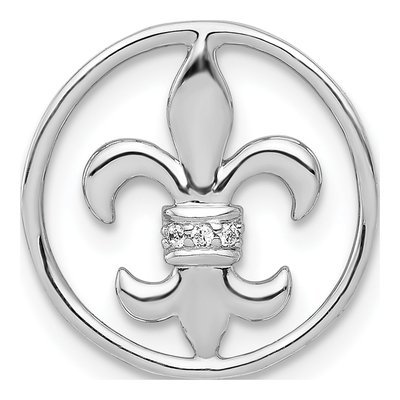 14K White Gold Diamond Fleur de Lis Slide Pendant