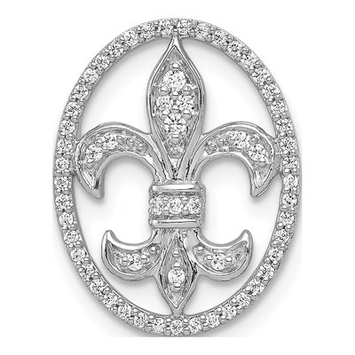 14K White Gold 1/5 ct tw Diamond Fleur de Lis Slide Pendant