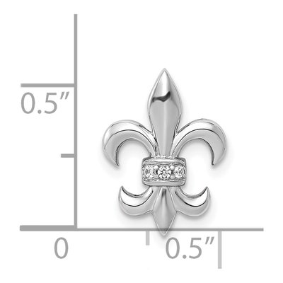 14K White Gold Diamond 02Ct Fleur de Lis Slide Pendant – view 5