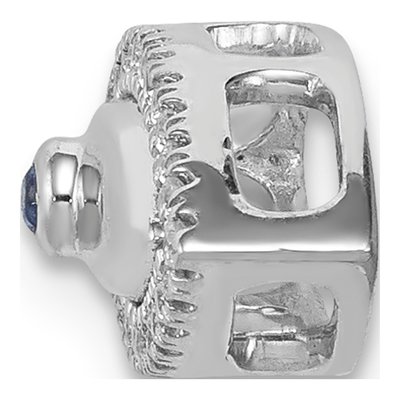 14K White Gold 0.11 ct tw Sapphire & Diamond Evil Eye Slide Pendant – view 2
