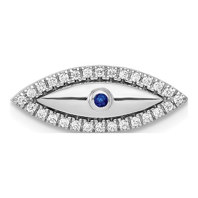 14K White Gold 0.11 ct tw Sapphire & Diamond Evil Eye Slide Pendant