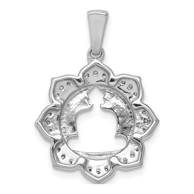 14K White Gold 1/6 ct tw Diamond Buddha Pendant – view 3