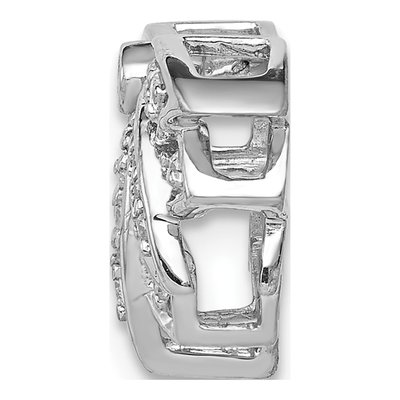 14K White Gold Diamond Lotus Flower Chain Slide – view 3