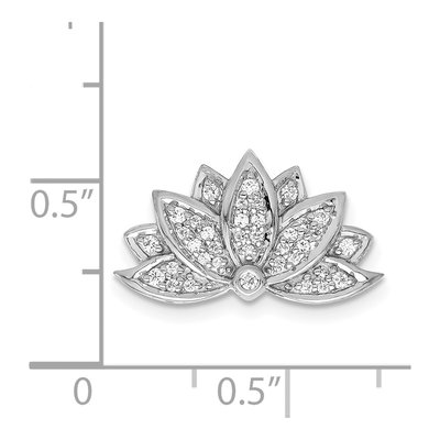 14K White Gold Diamond Lotus Flower Chain Slide – view 5