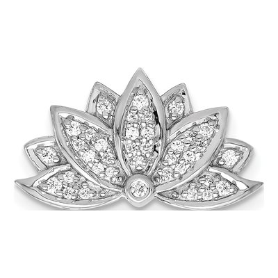 14K White Gold Diamond Lotus Flower Chain Slide