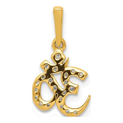 14K Yellow Gold 1/6 ct tw Diamond Om Symbol Pendant – view 4