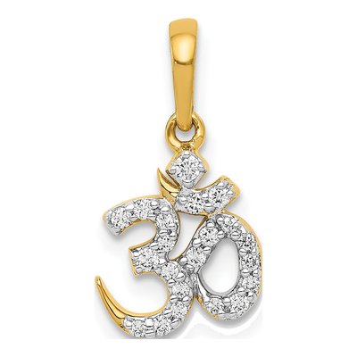 14K Yellow Gold 1/6 ct tw Diamond Om Symbol Pendant
