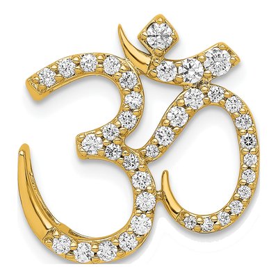 14K Yellow Gold 3/8 ct tw Diamond Om Symbol Slide Pendant