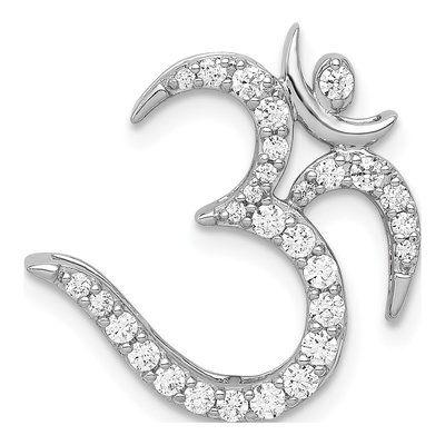 14K White Gold 3/8 ct tw Diamond Om Symbol Slide Pendant