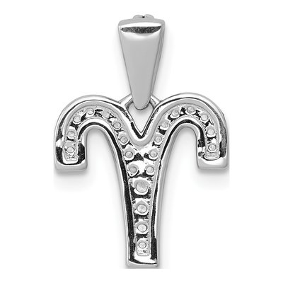 14K White Gold 1/8 ct tw Diamond Aries Zodiac Pendant – view 3