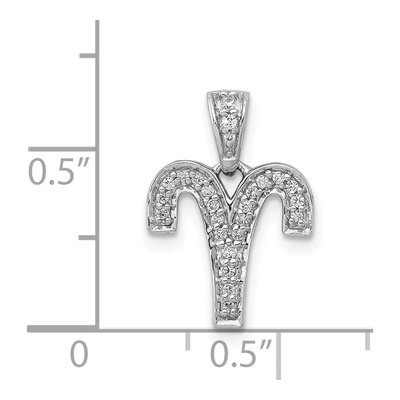 14K White Gold 1/8 ct tw Diamond Aries Zodiac Pendant – view 4