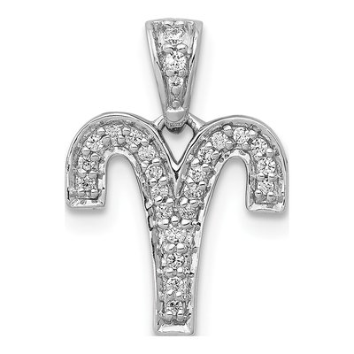 14K White Gold 1/8 ct tw Diamond Aries Zodiac Pendant