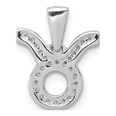 14K White Gold 1/8 ct tw Diamond Taurus Zodiac Pendant – view 3
