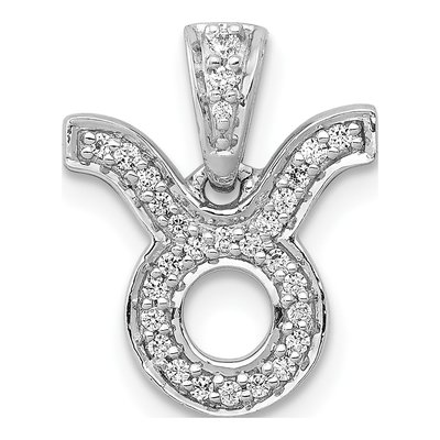 14K White Gold 1/8 ct tw Diamond Taurus Zodiac Pendant