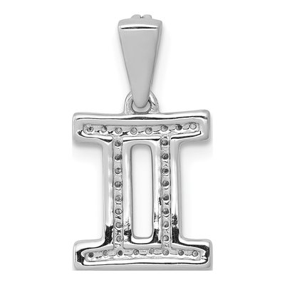 14K White Gold 1/8 ct tw Diamond Gemini Zodiac Pendant – view 4