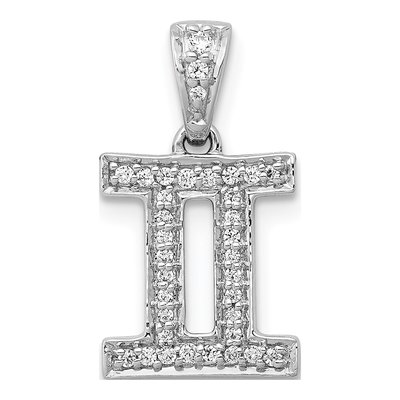 14K White Gold 1/8 ct tw Diamond Gemini Zodiac Pendant