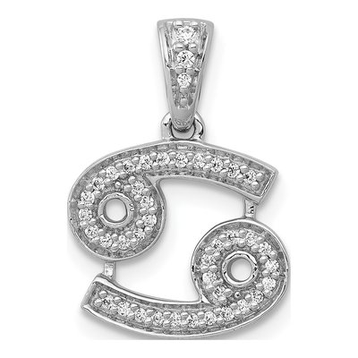 14K White Gold 1/8 ct tw Diamond Cancer Zodiac Pendant