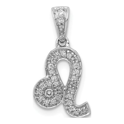 14K White Gold 1/8 ct tw Diamond Leo Zodiac Pendant
