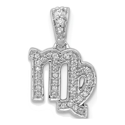 14K White Gold 1/8 ct tw Diamond Virgo Zodiac Pendant