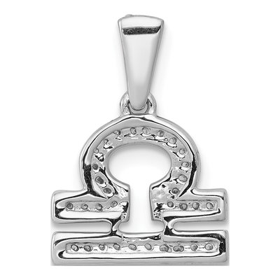 14K White Gold 1/8 ct tw Diamond Libra Zodiac Pendant – view 4