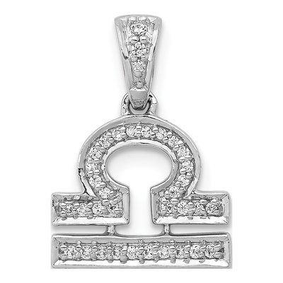 14K White Gold 1/8 ct tw Diamond Libra Zodiac Pendant