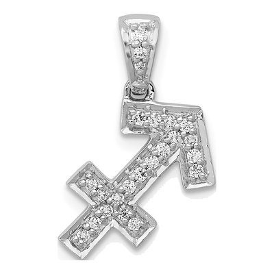 14K White Gold 1/8 ct tw Diamond Sagittarius Pendant