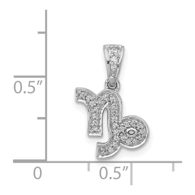 14K White Gold 1/10 ct tw Diamond Capricorn Zodiac Pendant – view 4