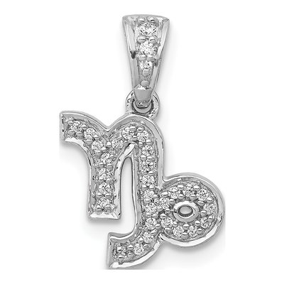14K White Gold 1/10 ct tw Diamond Capricorn Zodiac Pendant