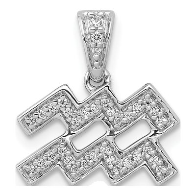14K White Gold 0.11 ct tw Diamond Aquarius Zodiac Pendant
