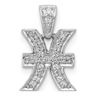 14K White Gold 1/10 ct tw Diamond Pisces Zodiac Pendant