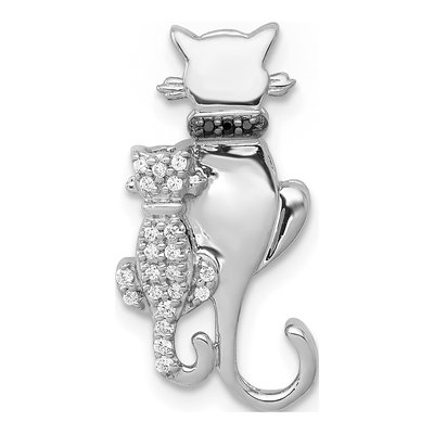 14K White Gold 1/15 ct tw Diamond Cats Slide Pendant