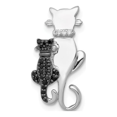 14K White Gold 1/15 ct tw Diamond Cats Slide Pendant