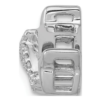 14K White Gold 1/15 ct tw Diamond Mother Baby Dolphins Slide Pendant – view 3