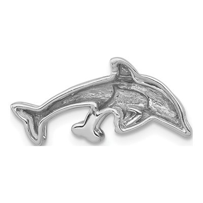 14K White Gold 1/15 ct tw Diamond Mother Baby Dolphins Slide Pendant – view 4