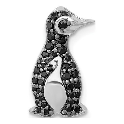 14K White Gold 1/5 ct tw Diamond Penguin Slide Pendant