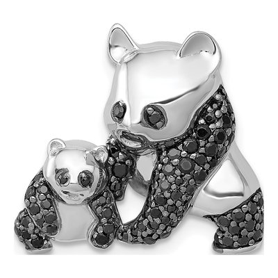 14K White Gold 3/8 ct tw Diamond Panda Slide Pendant