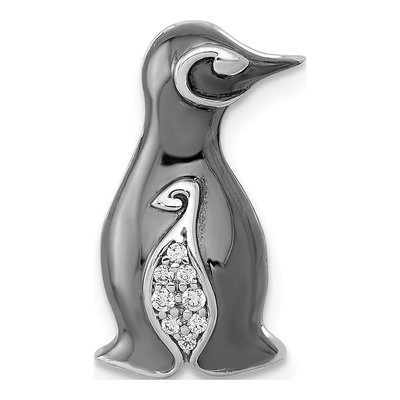 14K White Gold Diamond Penguin Charm