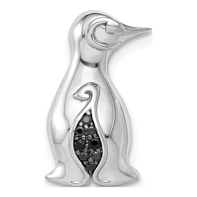 14K White Gold Diamond Penguin Charm