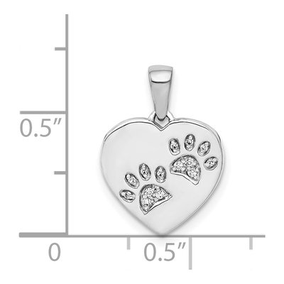 14K White Gold 1/20 ct tw Diamond Paw Prints Heart Pendant – view 5