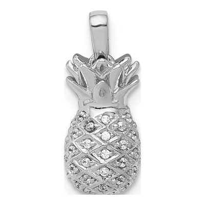 14K White Gold 1/6 ct tw Diamond Pineapple Pendant