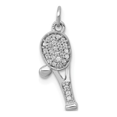 14K White Gold 0.09 ct tw Diamond Racquet Ball Pendant