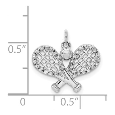 14K White Gold 1/10 ct tw Diamond Tennis Racquet Pendant – view 4