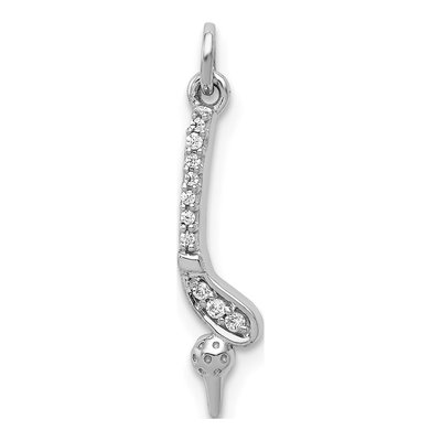 14K White Gold Diamond Golf Club Ball Pendant