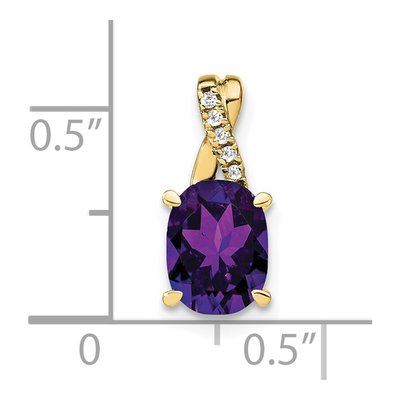 10K Yellow Gold Amethyst & Diamond Oval February Pendant – view 3