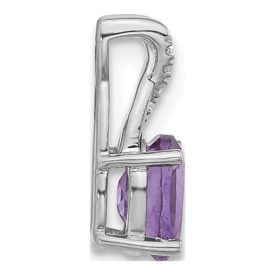 14K White Gold Amethyst & Diamond Oval Pendant – view 3