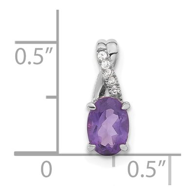 14K White Gold Amethyst & Diamond Oval Pendant – view 4