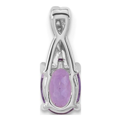 14K White Gold Amethyst & Diamond Oval Pendant – view 5